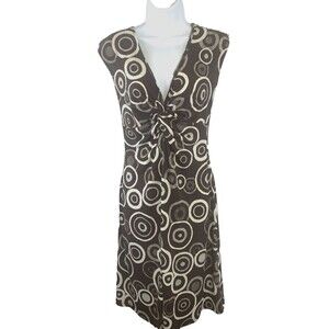 Women's Size 6 Dress Mod Geometric Empire Waist V Neck Sleeveless London Style